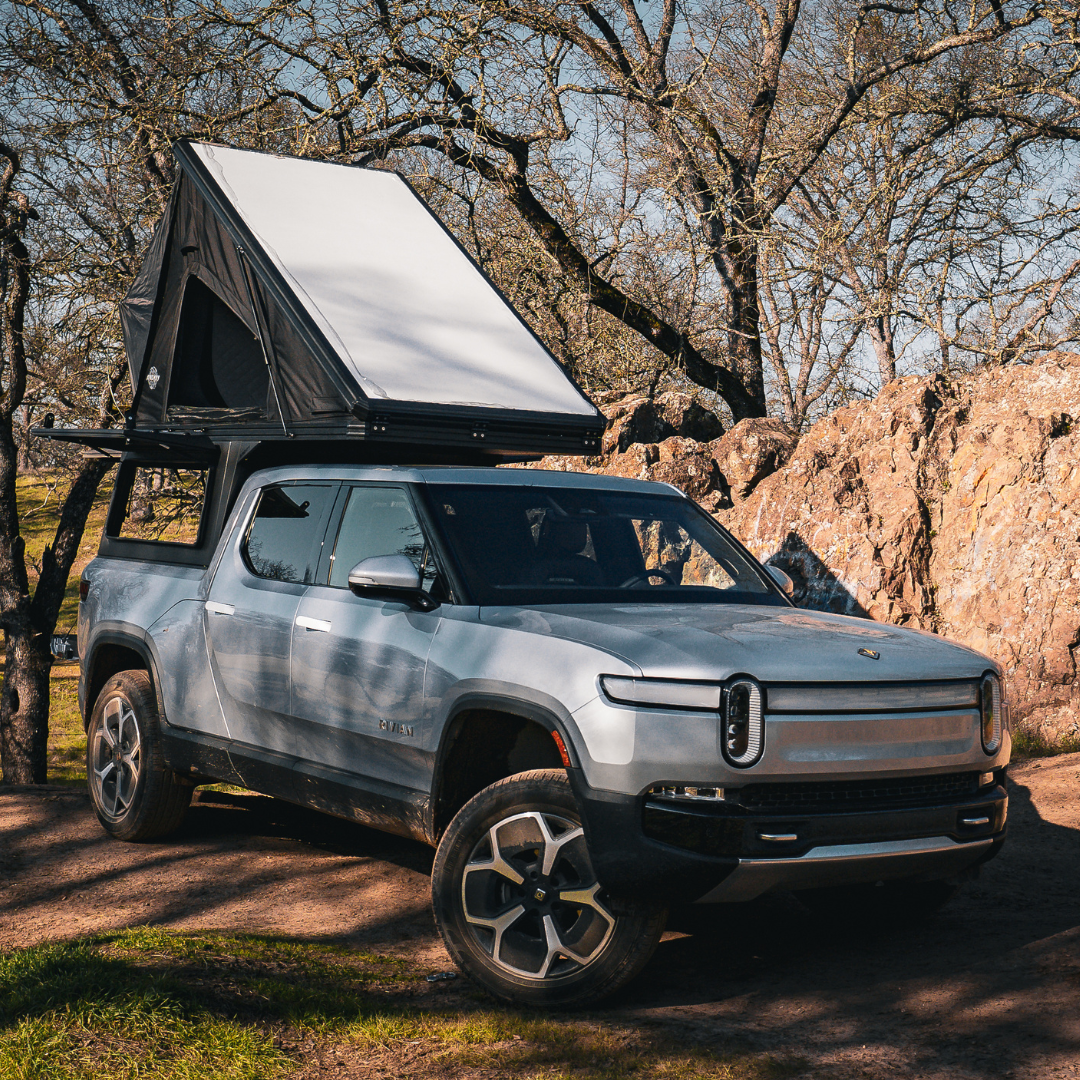 rivian roof tent Rivian R1T (Gen1 & Gen2) Tactical Truck Camper – bynd4x4